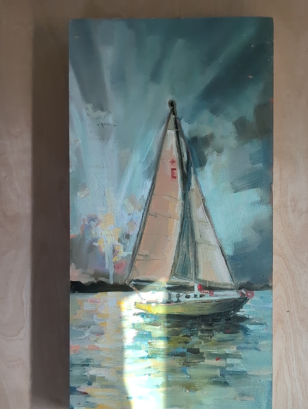 Original Painting Nautical Sailboat Canvas Wall Art - Nautical Home Accent